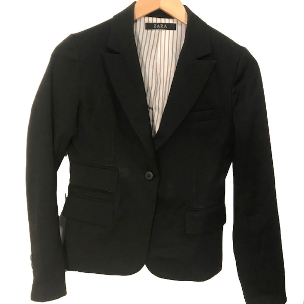 Zara Black Blazer Single-Breasted w/Pockets Size S